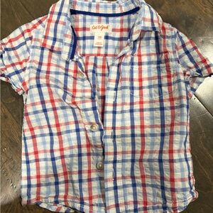 Cat & Jack Kids Checkered Button Down Shirt - Red, White, and Blue